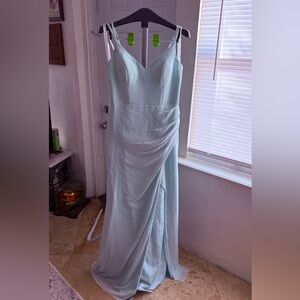 Azazie Mint/Light Blue Formal Gown